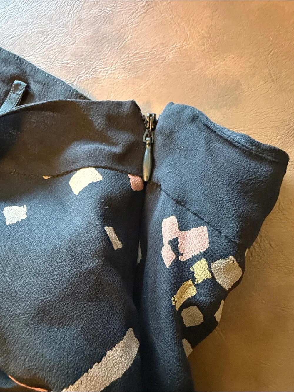 Navy Halter Top with Abstract Accent Print